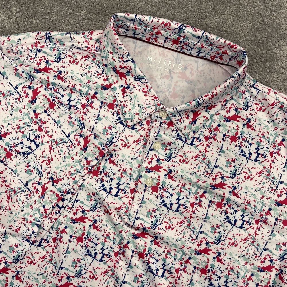 Maelreg Shirt Mens Extra Large Multicolor Paint Splash Performance Polo
